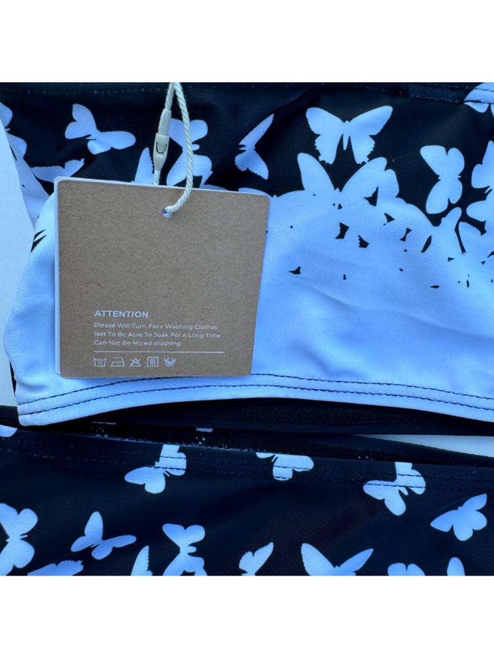 Noracora Butterfly Print Two-Piece Bikini Set Swim XXL Black & White Beach NWT - Picture 9 of 9